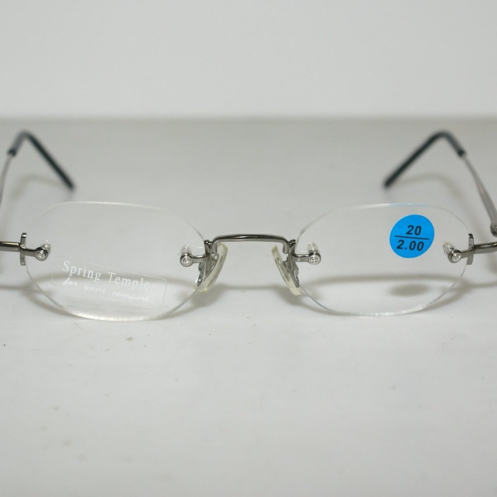 (NWT) Vintage 90's Octagon Shape Rimless Reading Glasses (D. Gunmetal)